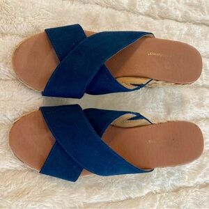 Women's Navy Blue Size 6 1/2 M Tommy Bahama Cris-Cross Espadrille Wedge Sandals
